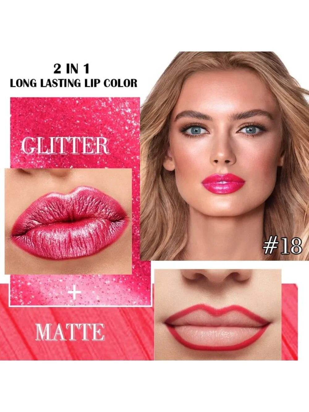 Women 18# Crushed Ruby Red-Metallic Glitter Liquid Lipstick lippies Lip Gloss